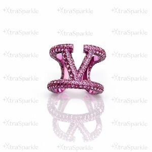 Pink Crystal Embellished Ring Adjustable Size Ring Gift for Her